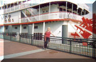 Deb in front of riverboat Natchez