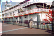 Pete in front of riverboat Natchez